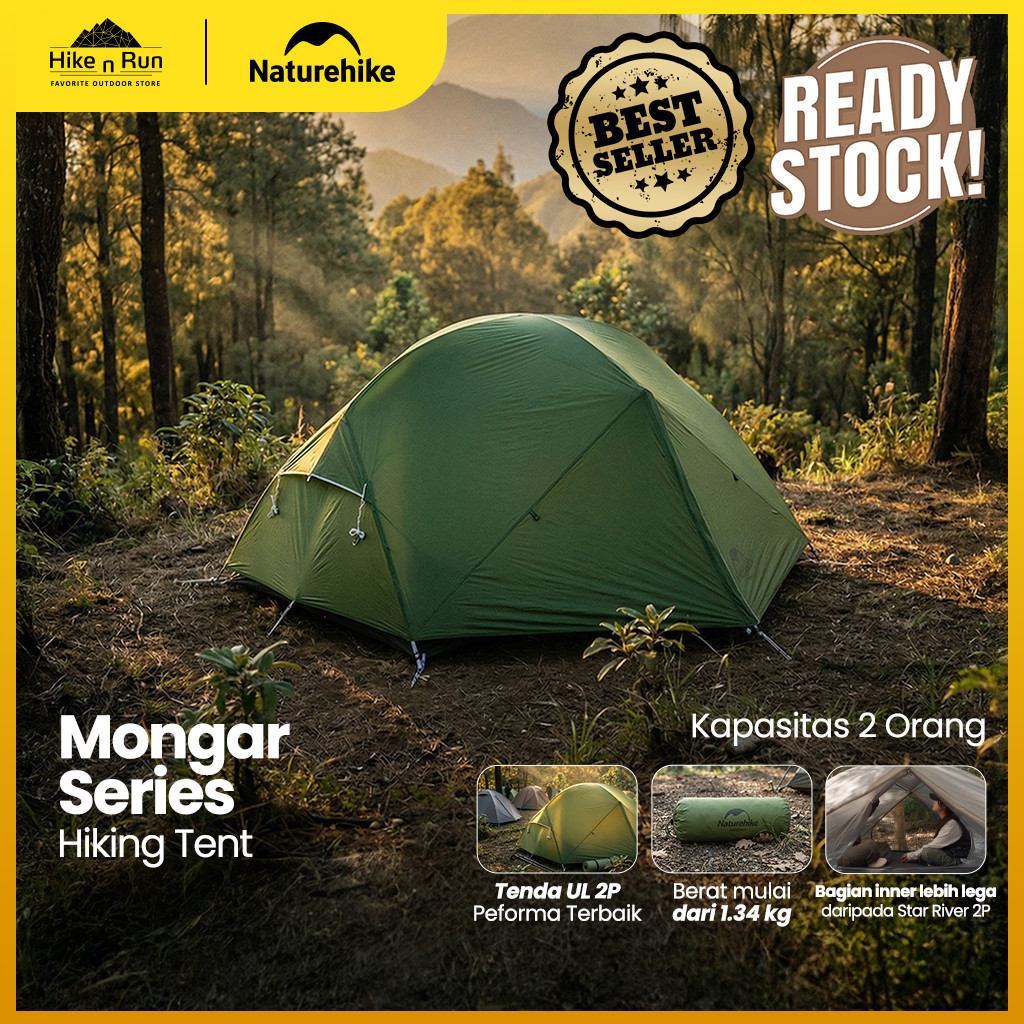 Naturehike Tenda Mongar Base Pro 1P 2P 3P CNK2650WS014 Tenda Ultralight Hiking Tent 1 2 3 Orang CNK2