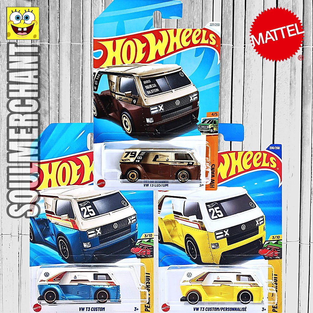 Hot Wheels VW T3 Custom Putih Kuning Coklat Diecast Mobil Volkswagen