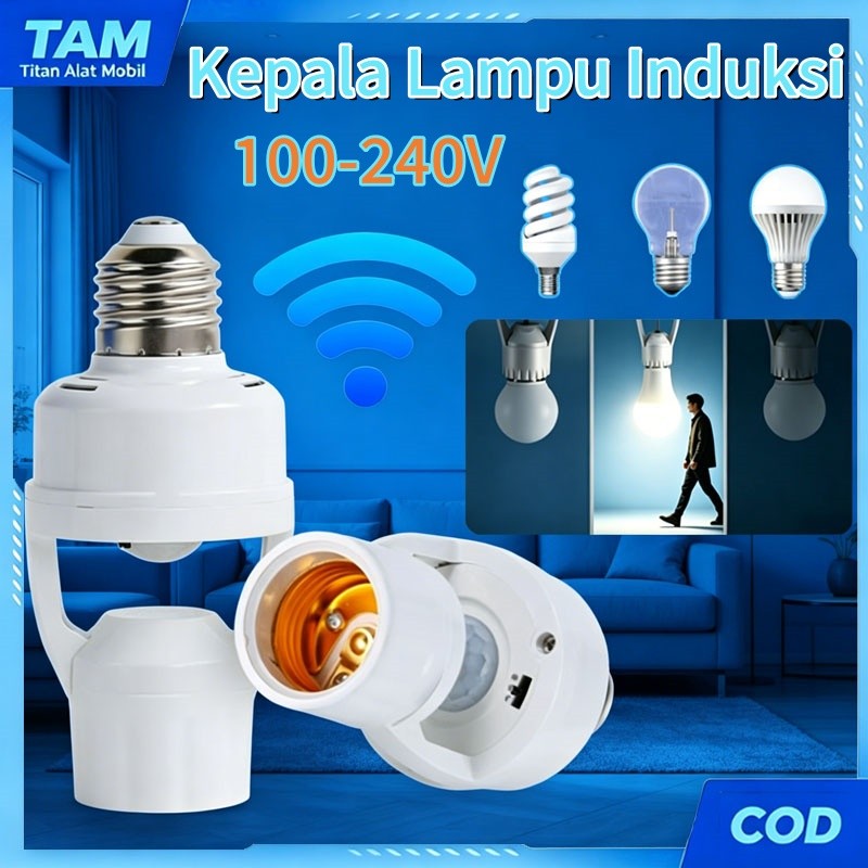 Fitting Lampu Bohlam Sensor Gerak Otomatis Bohlam Sensor 60w/Lamp Holder Smart Fitting Infrared Sens