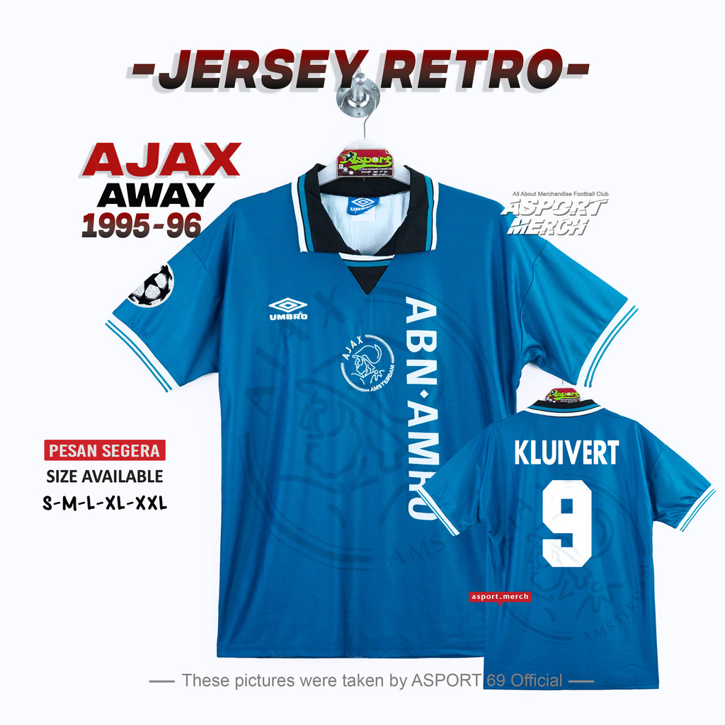 ASPORT JERSEY RETRO AJAX AWAY 1995 1996 AJAX 95 96 BIRU TOSCA AWAY VINTAGE
