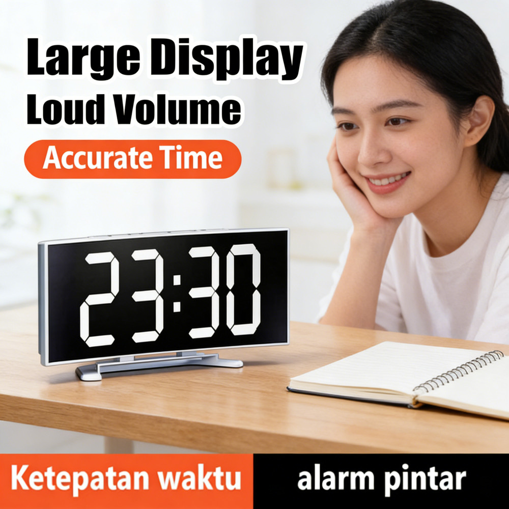 Meja Jam Weker LED Digital Alarm Mirror / Digital Clock Weker
