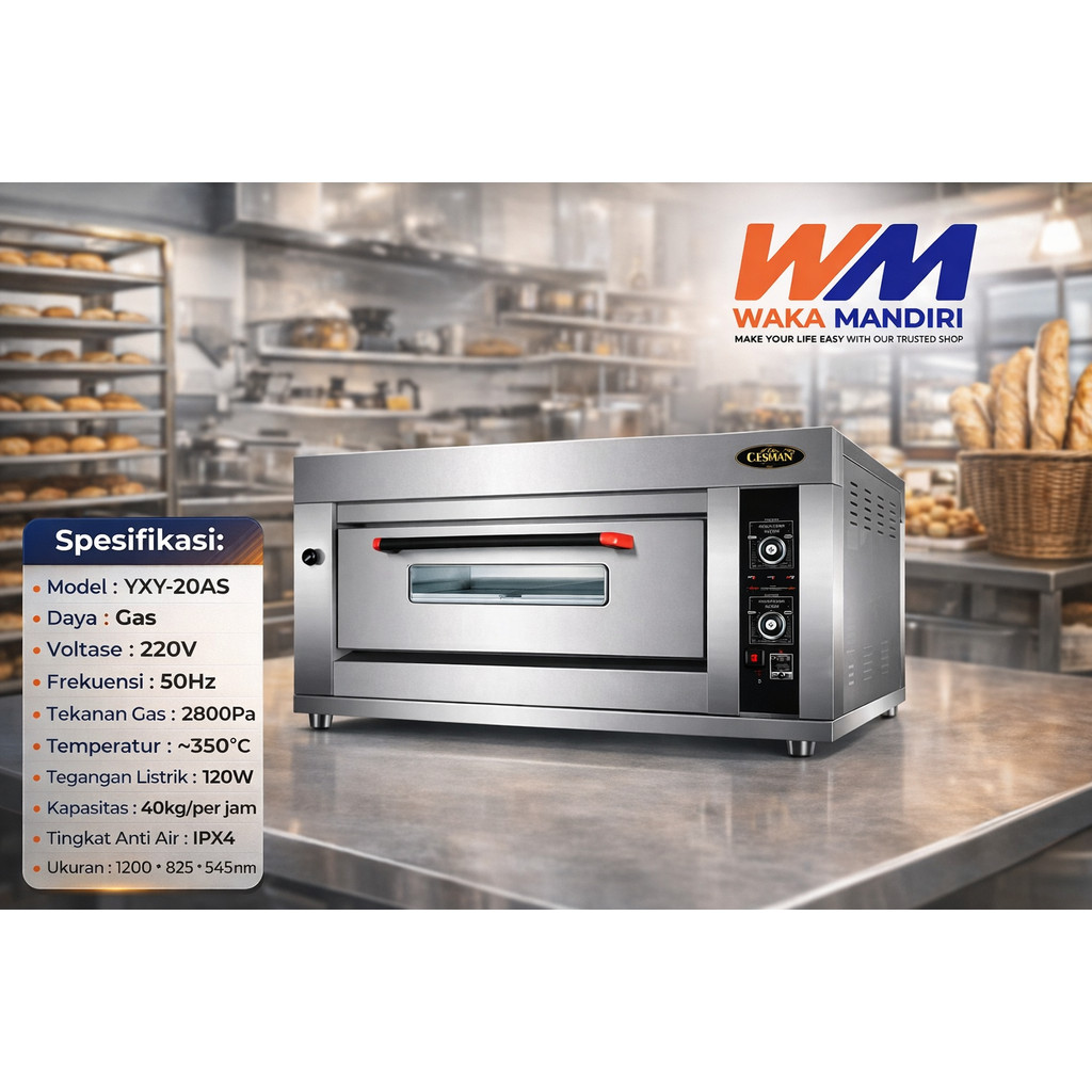 CROWN Oven Gas Otomatis 2 Loyang YXY-20AS/Oven Roti 1Deck 2Loyang crown/Oven 1 Deck 2 Loyang