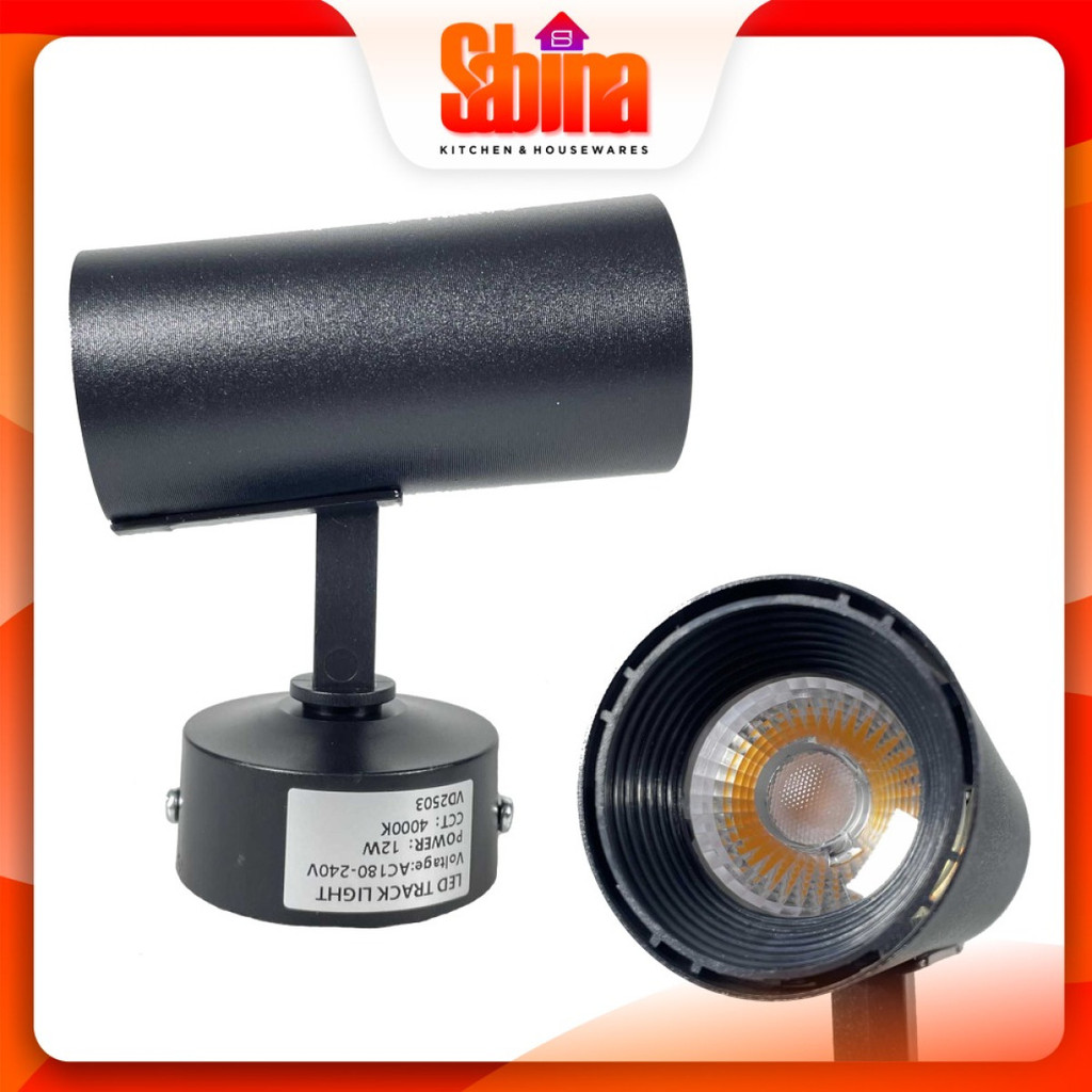 Lampu Sorot Plafon Track Light LED COB Natural White 4000K 12W