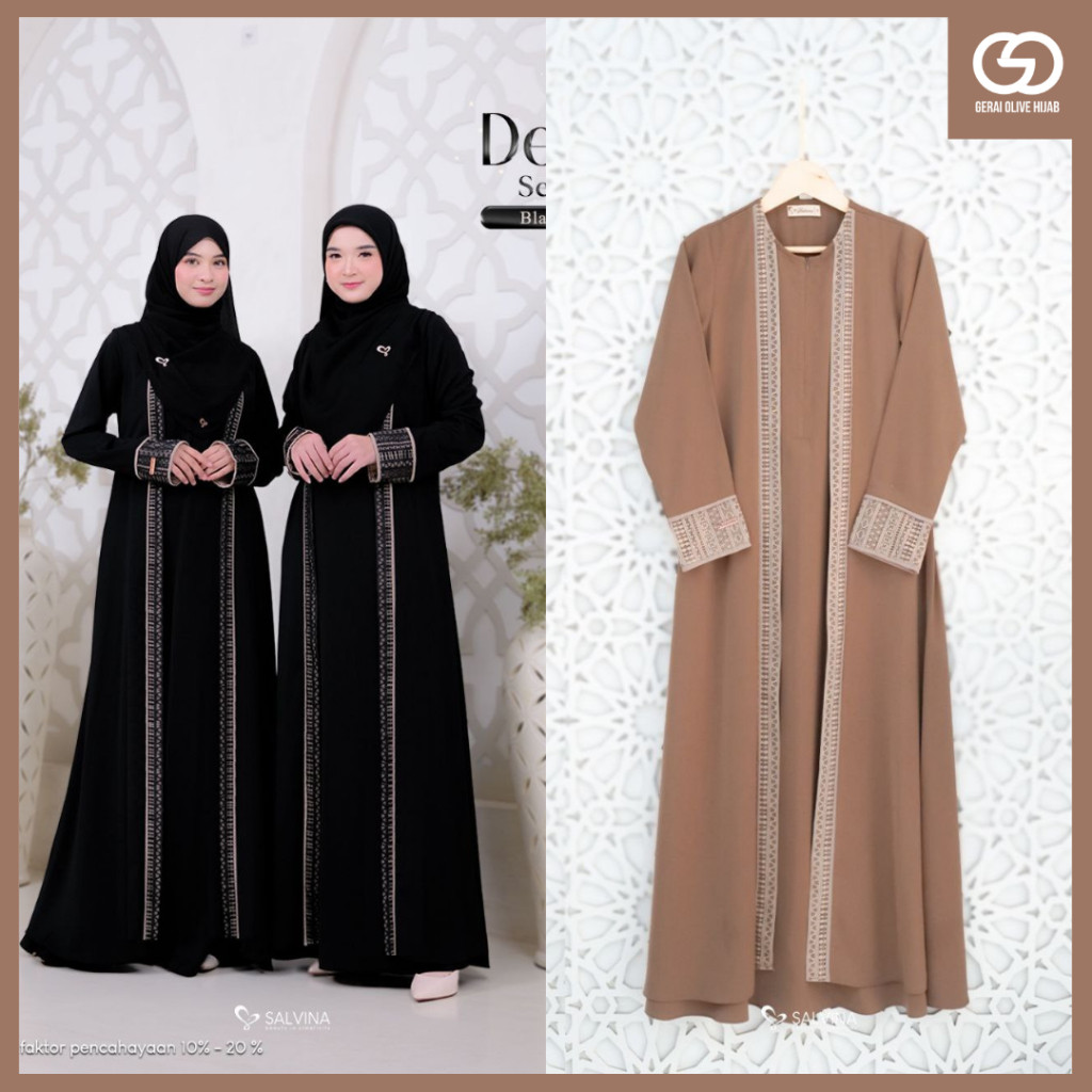 Gamis Polos Brukat Deen by Salvina Terbaru Bahan Najwa Ready Stok by Salvina