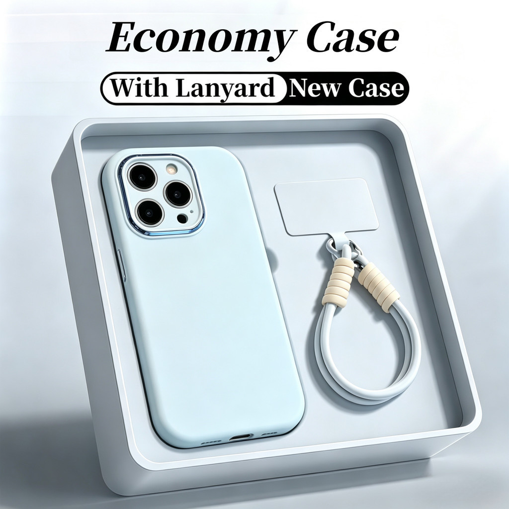 New Sierra Blue Liquid Silicone soft TPU Phone Case with Wrist Lanyard for iPhone 11 12 13 14 15 Pro