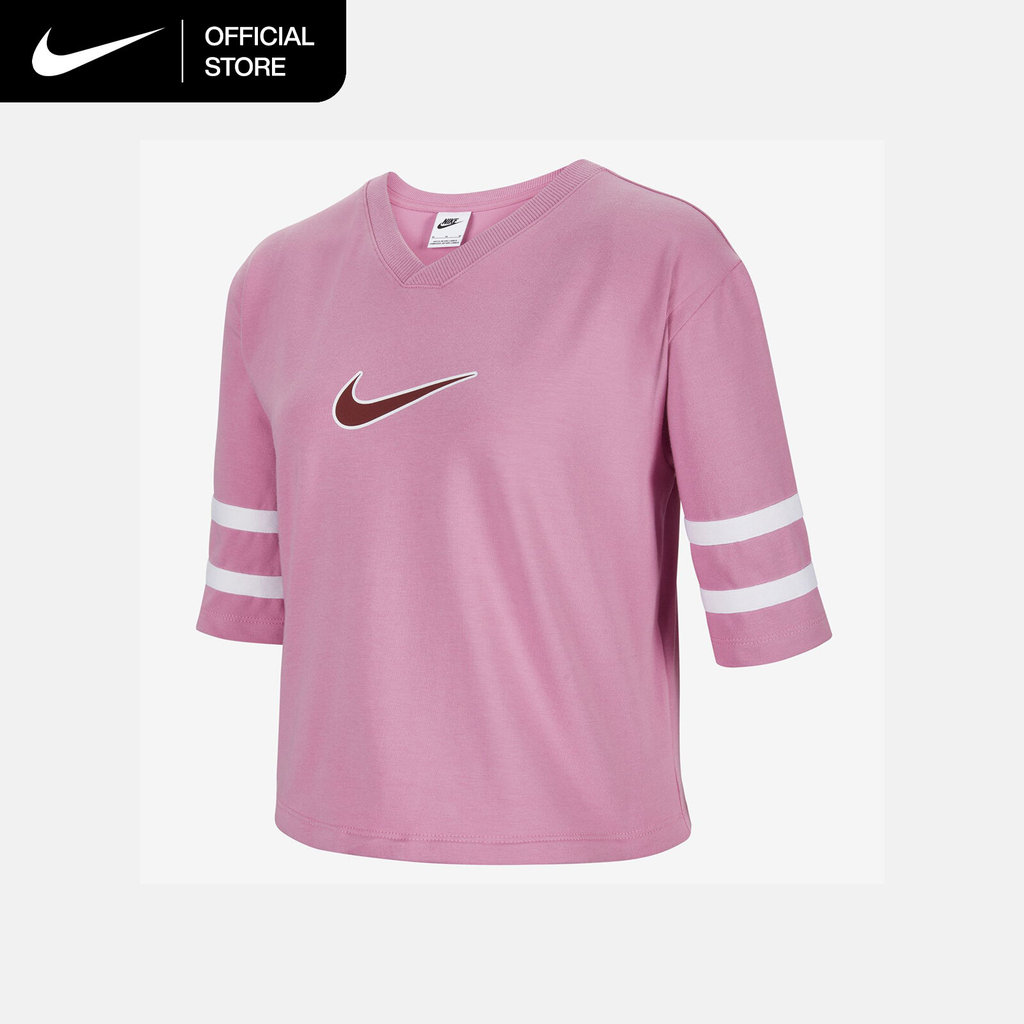 Nike Older Kids' Sportswear Short-Sleeve Top - Magic Flamingo [HJ3343-646]