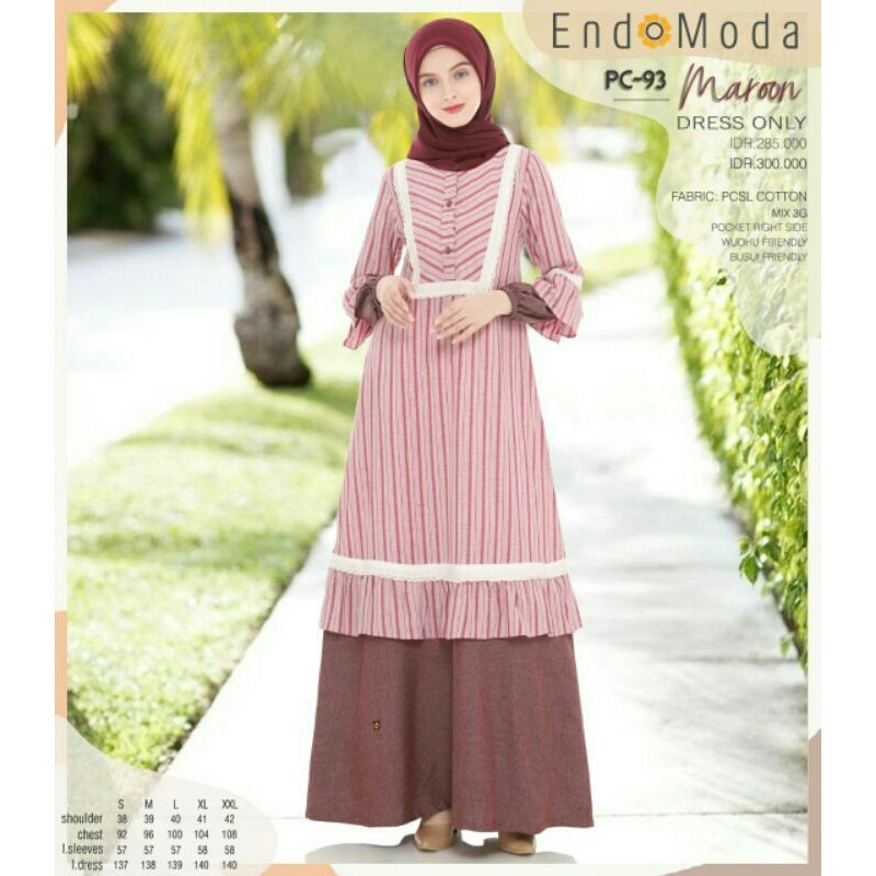 GAMIS DEWASA ELEGAN ENDOMODA PC 93 BROWN GREY MAROON NAVY ENDOMODA PC 93 GAMIS DEWASA 2021