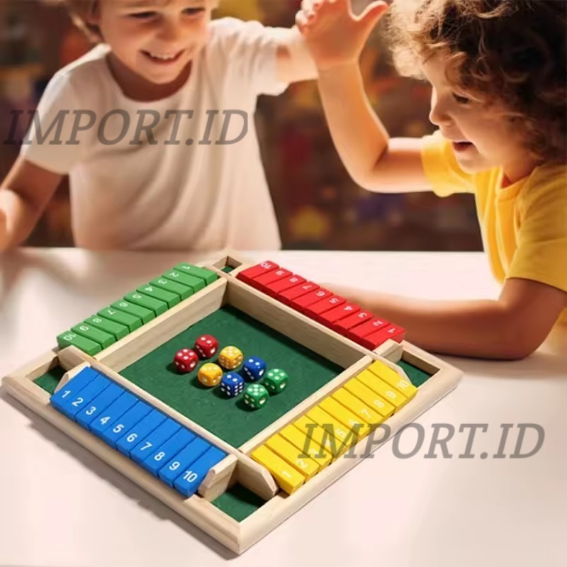 4 Game Untuk Keluarga Glory/Warna Mainan Board Game Dadu Shut the Box Angka Shut The Box Board