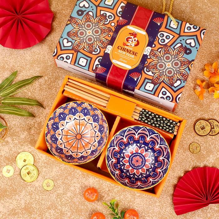 Bohemia Bowl Gift Set / Set Piring Mangkok Makan Keramik / Hampers Souvernir Gift Wedding - 2 Bowls