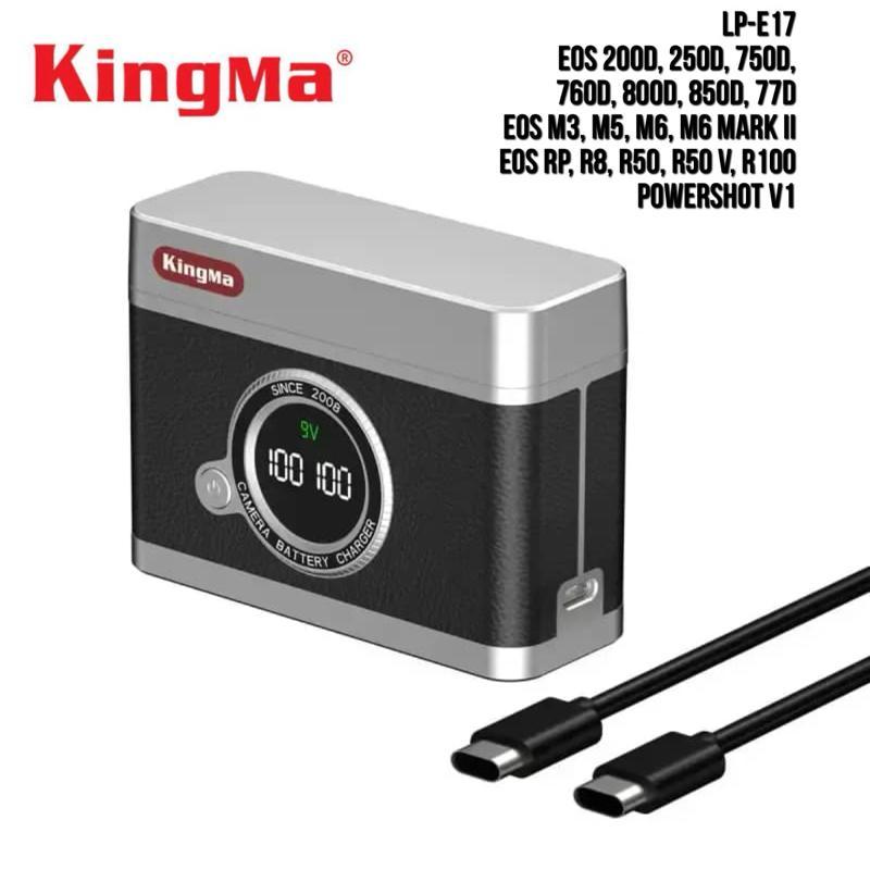 KingMa Charger Box 2 Slot Baterai Dual Slot Charging Storage Case for LP-E17 Battery Compatible with