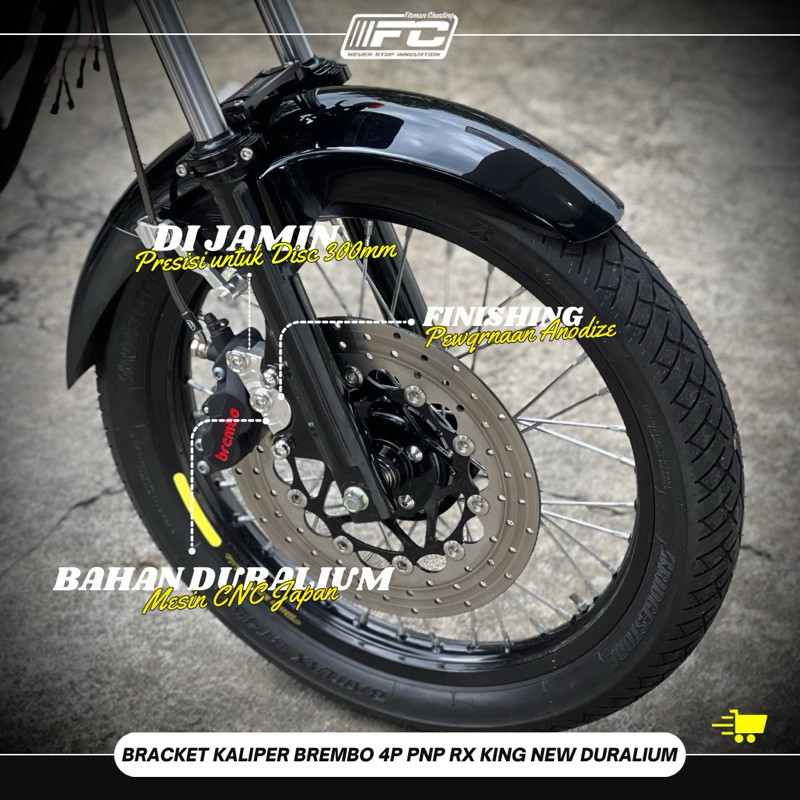BRIKET BREKET BRACKET KALIPER KTC,KYTACO,BREMBO 4PISTON DISK 300mm PNP SHOCK RX KING NEW (BREKET ONL