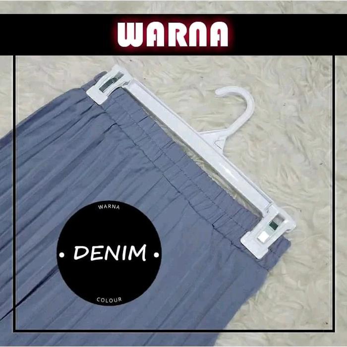 Rok Plisket Wanita Jumbo Premium Rok Payung Original OOTD Kekinian Panjang - Denim, Jumbo