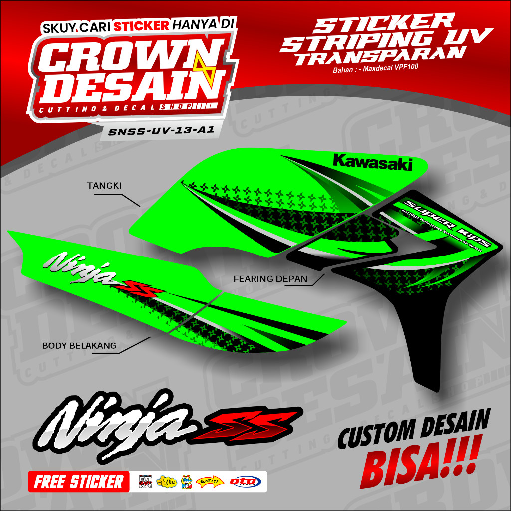 Striping Semifull Kawasaki Ninja SS Desain Racing Minimalis Striping Transparan Ninja SS Ninja R - S