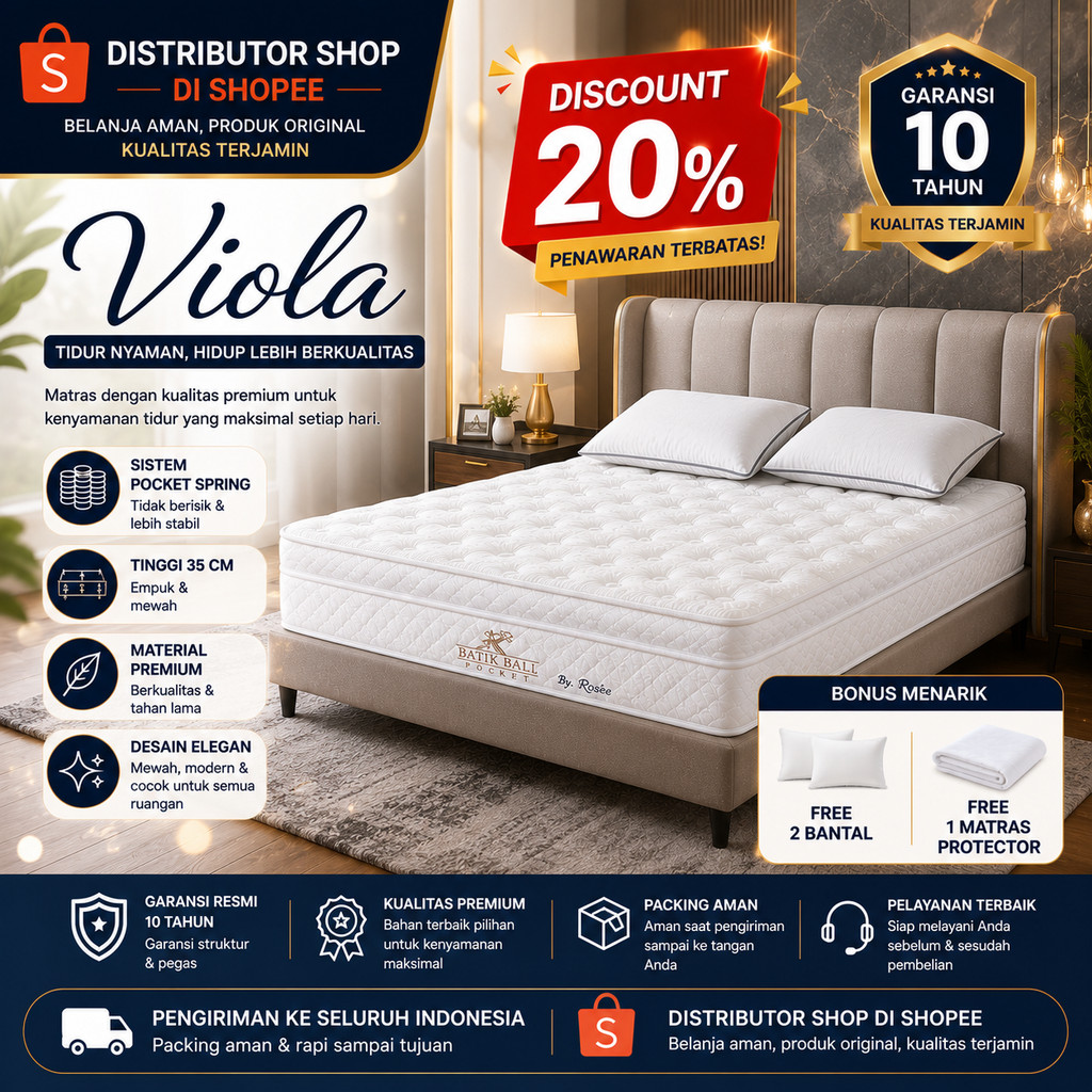 Relax Springbed HOTEL Pocket Kasur Orthopedic Tebal 35CM Free 2 Bantal 2 Guling 1 Matras Protektor /
