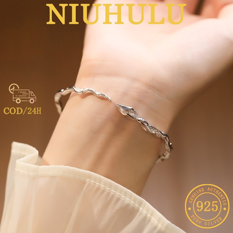 Gelang Terbuka Wanita Lapis Platinum 925 Bentuk Ular