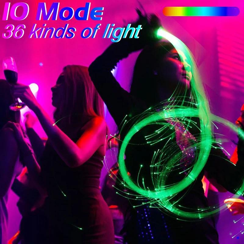 2023 LED Fiber Optic Whip USB Rechargeable Optical Hand Rope Pixel Lightup Whip Flow Toy ce Party Li