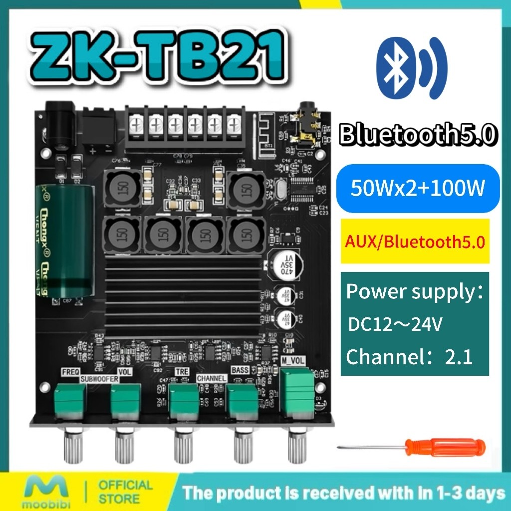 ZK-TB21 ZK-MT21 ZK-502MT Mini Amplifier Bluetooth 5.0 Subwoofer Amplifier Output Power 2*50W+ 100W