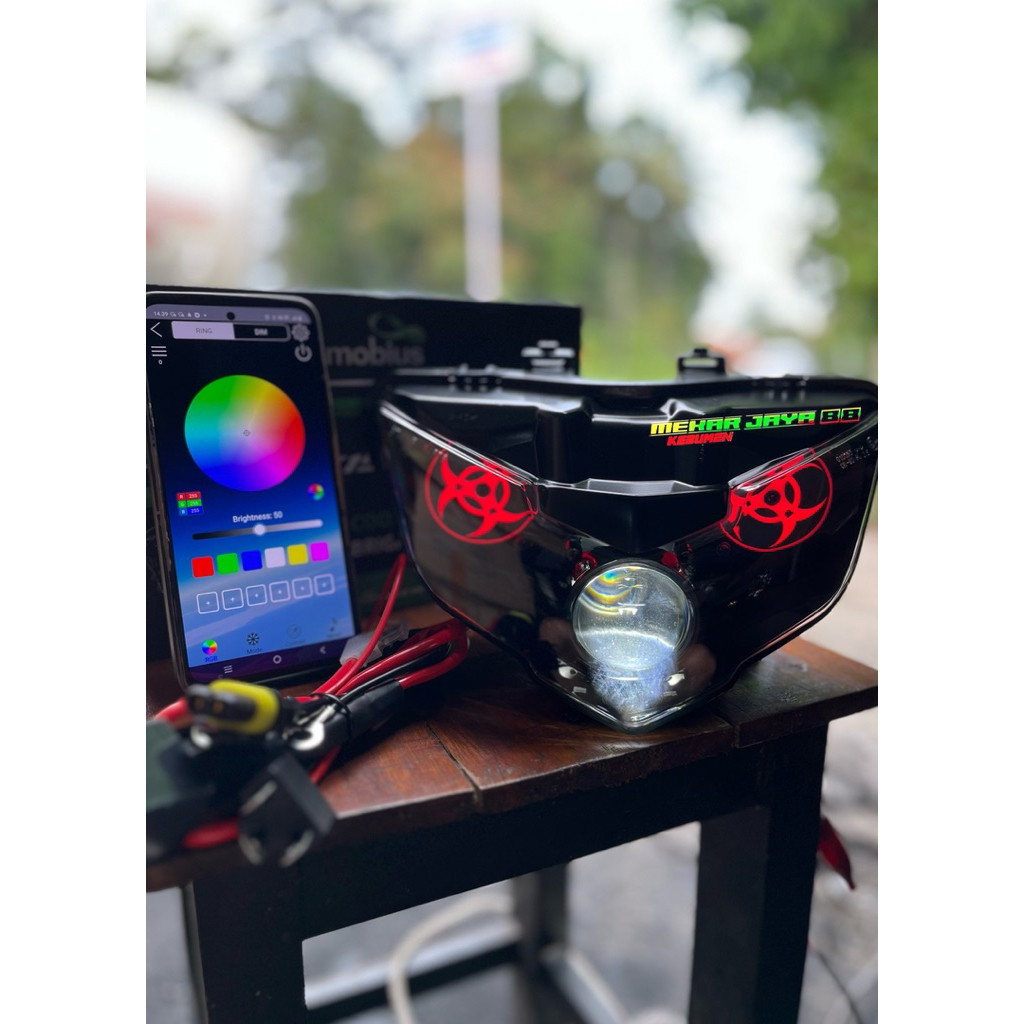 Lampu Biled Matrix Mx King V2 RGB Lampu depan motor Mx King V2 desain terbaru