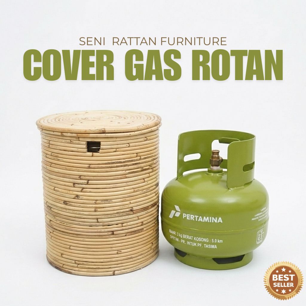 Cover Tabung Gas Rotan Natural Keranjang Penutup LPG Estetik Cocok Dapur Minimalis