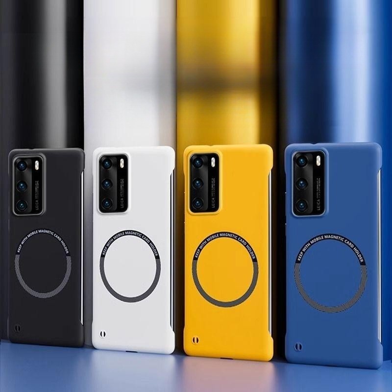 Untuk Huawei P40 Pro Plus Casing Ponsel Pengisi Daya Nirkabel Tanpa Bingkai Ramping Penutup Keras PC