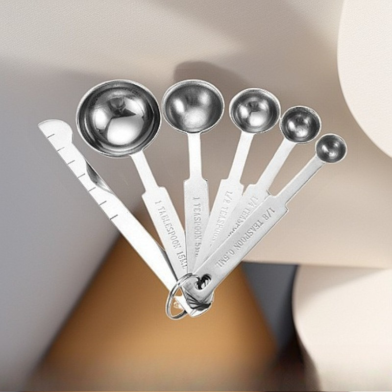 LMM Stainless Steel Measuring Spoon Set Cutlery Household Spoon Coffee Spoon Kitchen Baking Measurin