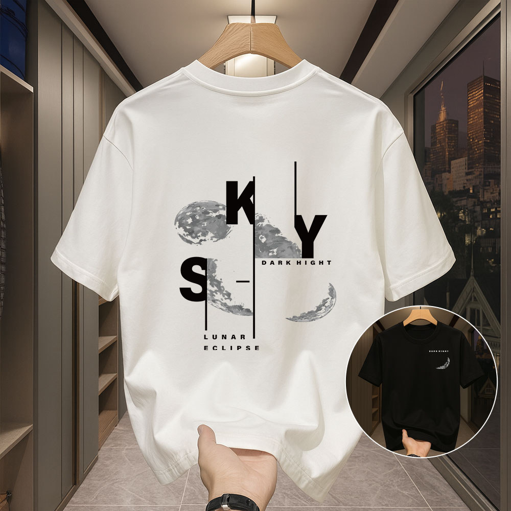 NASA IDOL Official Store - Kaos Putih Pria Vintage Korean Style Lengan Pendek Huruf Couple T-shirt D
