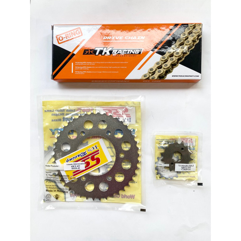 Gear Set SSS 428 MX King / All Vixion / NVA / NVL / Byson & Rantai TK O-Ring 130L Gold