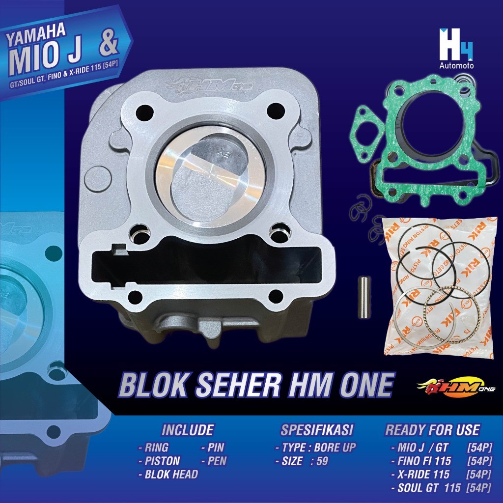 HM ONE Blok Seher Boring Bore Up Mio J GT Fino FI Xride Soul Gt 115 54.5mm 59mm Racing Piston Ring C