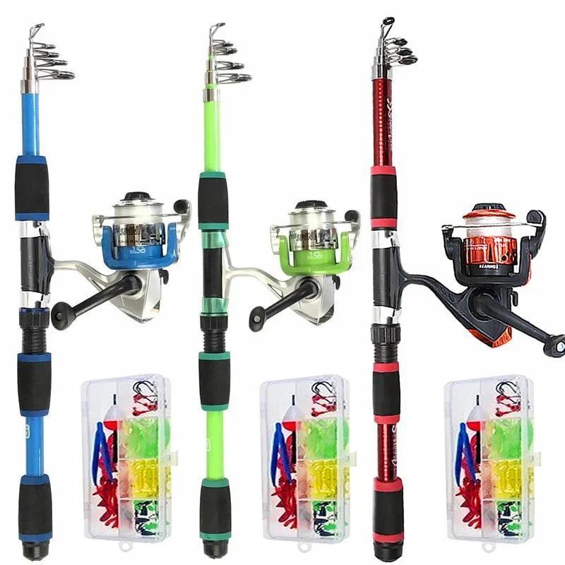Spinning Fishing Rod and Reel Combo1.8M Telescopic Rod with 5.2:1 3BB Reel Max Drag 5kg Full Fishing