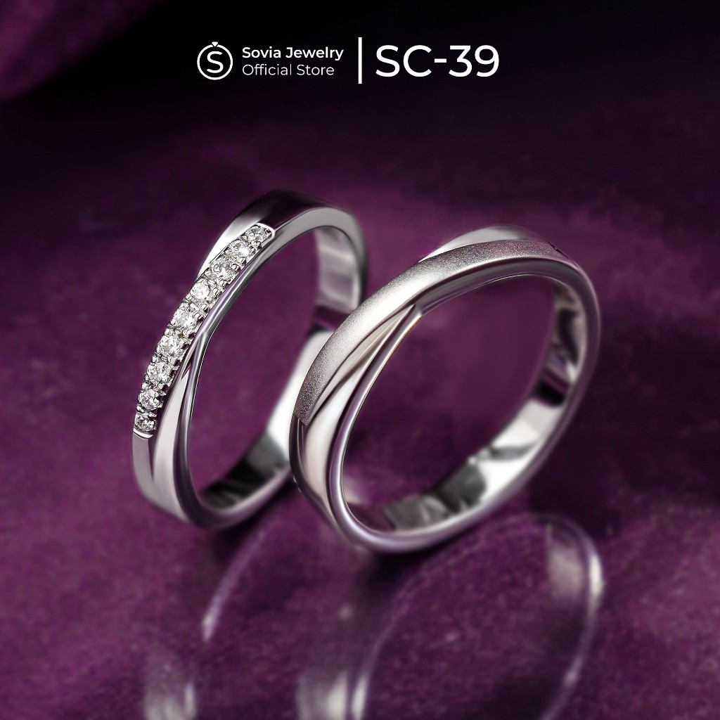 Sovia Jewelry - Cincin Couple Nikah Lamaran Bahan Silver Model SC-39
