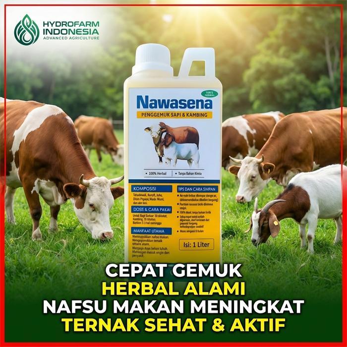 Nawasena penggemuk Sapi & Kambing Cepat 1L – Nafsu Makan Naik, Bobot Cepat Bertambah, 100% Herbal Te