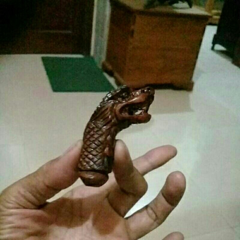 Gagang Kris Jimatan Ukiran Naga Kayu Stigi