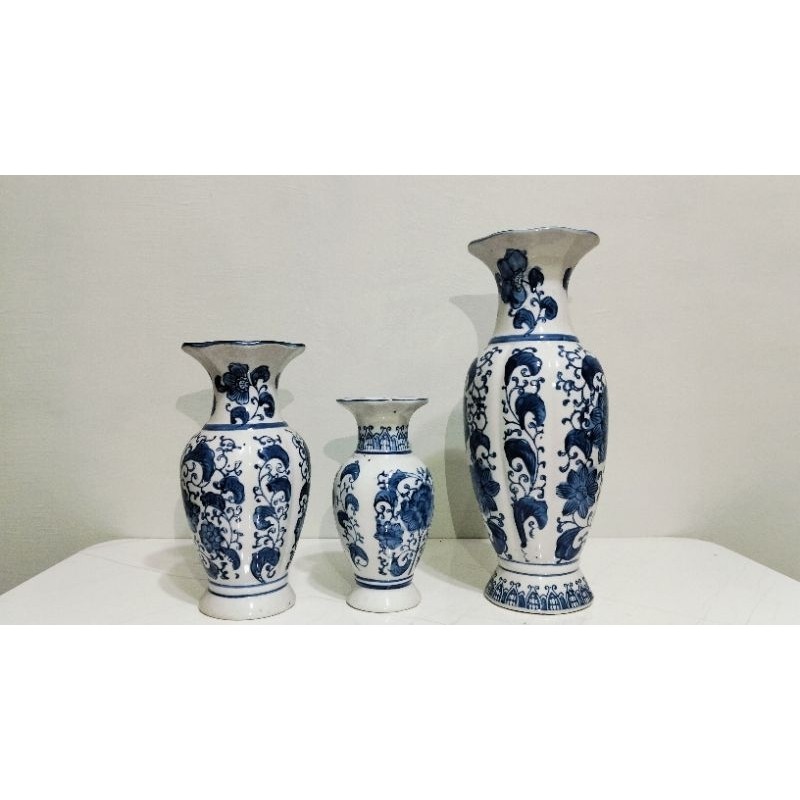 Promo Guci Vas keramik -guci Model cina vas cina putih biru antik Keramik Putih Biru