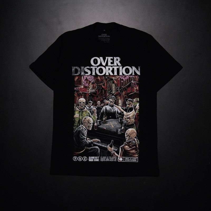 Tshirt OVER DISTORTION - SAMBUT HARI ESOK Katun murni Bernapas