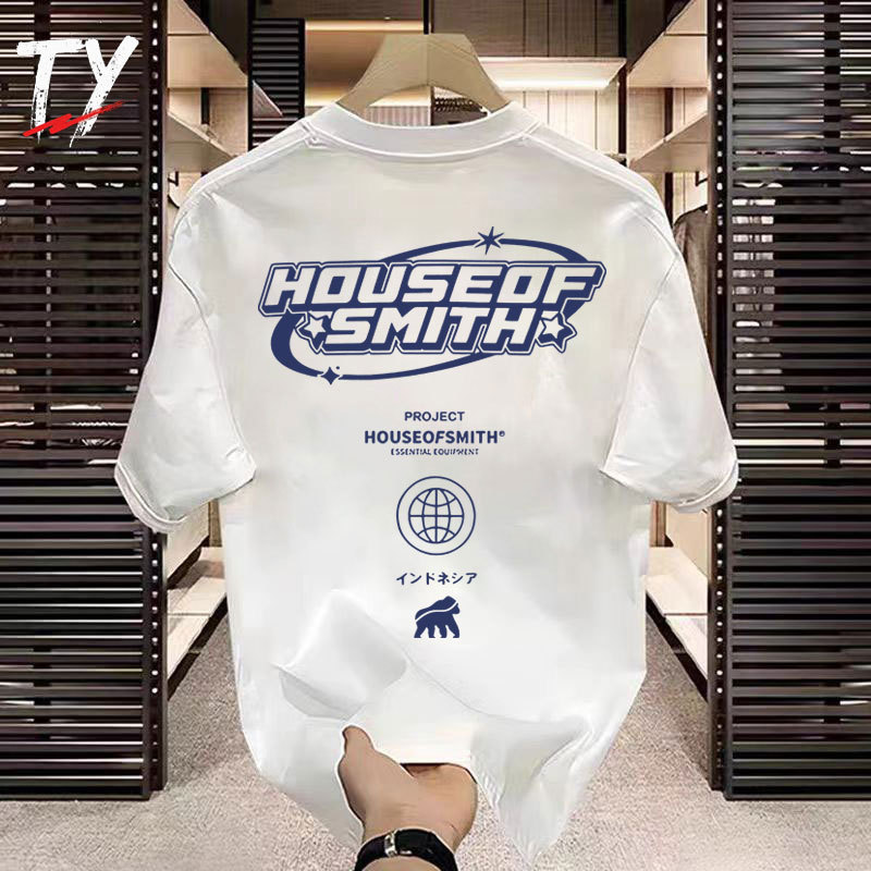 TY Baju Kaos Distro House Of Smith T-shirt Kaos Oversize Pattern Kaos Atasan Pria Kaos Pendek Premiu