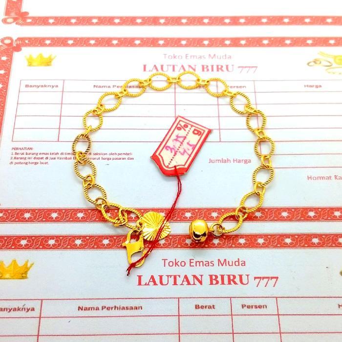 Gelang nuri ukir emas muda asli berat 5gram kadar 875 emas muda anti luntur anti karat free surat da