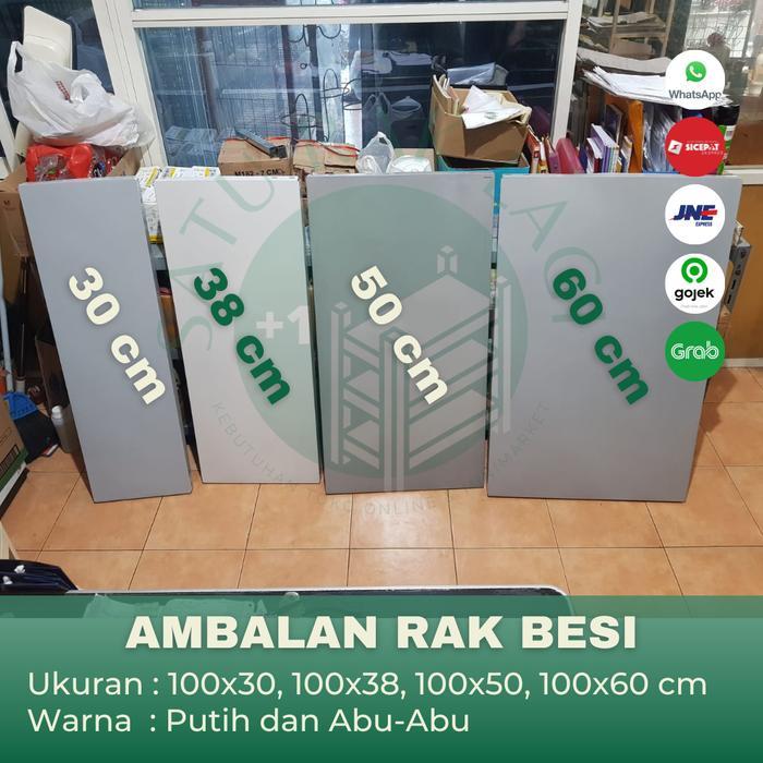 Plat Ambalan Shelving Rak Gudang Besi Siku Lubang Rak Serbaguna Toko - Putih, 100x50