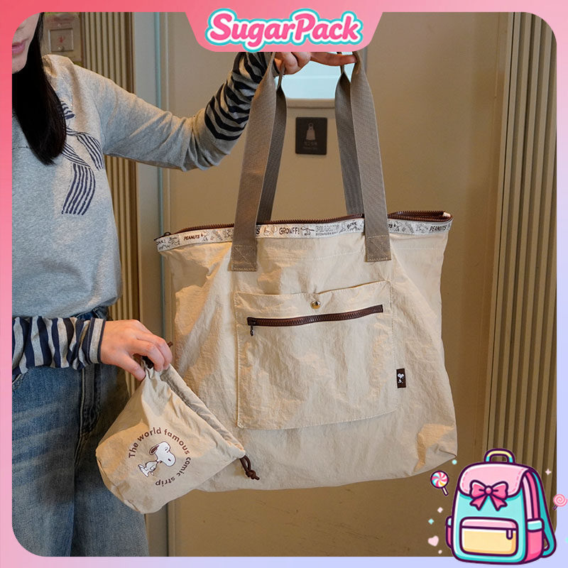 Tas Trolley Jepang Snoopy Kapasitas Besar Desain Lucu & Bisa Dilipat Nyaman untuk Travel