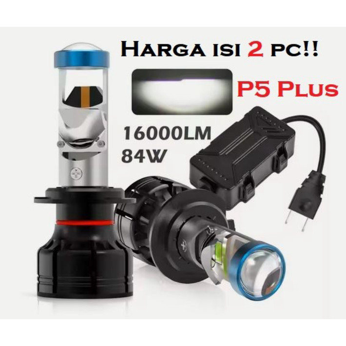 Lampu P5 PLUS h4 h11 h16 projector bi led projie lens 42W motor mobil
