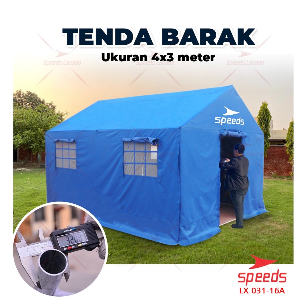 SPEEDS-Tenda Komando Tenda Barak 3x4 m Tenda Militer Serbaguna Tenda Regu Pramuka Tenda Manual Serba