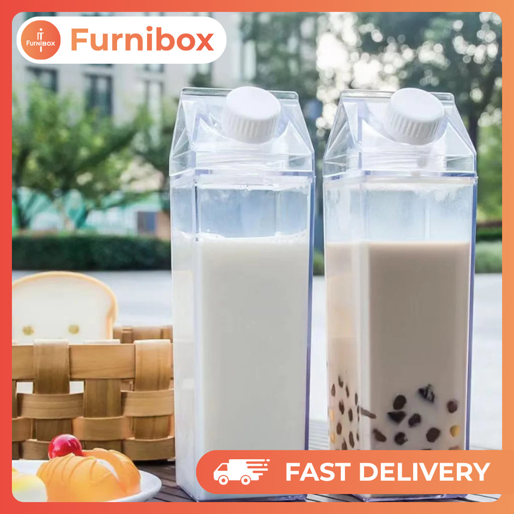 Botol Susu Akrilik Bentuk Kotak Botol Minum Rak Kulkas Bottle Tumblr Jus Buah