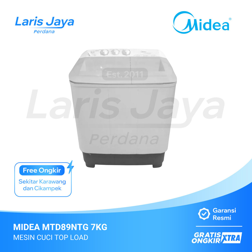 MESIN CUCI 2 TABUNG MIDEA MTD-89NTG // KAPASITAS 8 KG