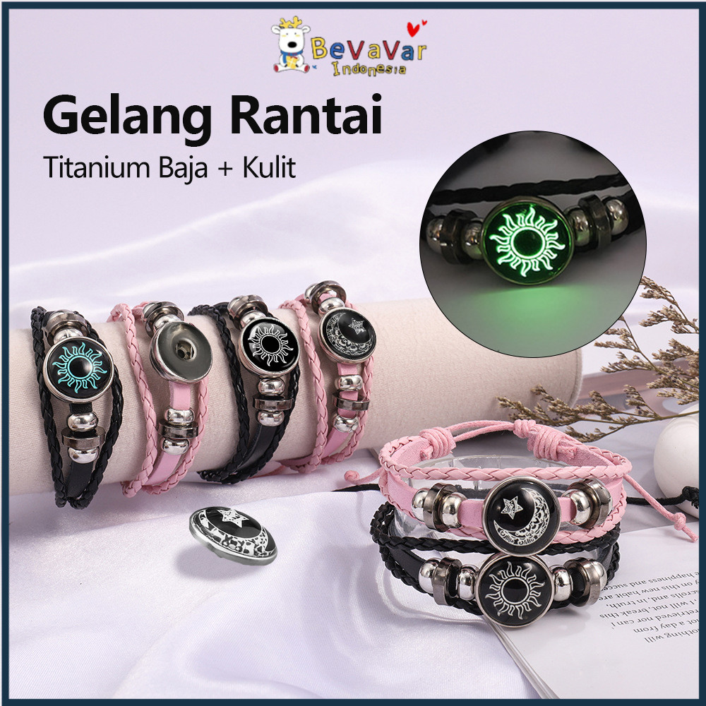 BEVAVAR Gelang Couple Kekasih Matahari dan Bulan Gelang Matahari dan Bulan Kulit Gelang Pasangan Men