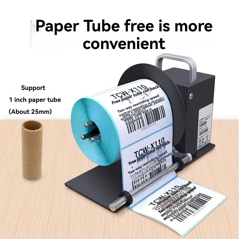 X110 label coreless rewinder Reel Roll barcode label machine Small label rewinder