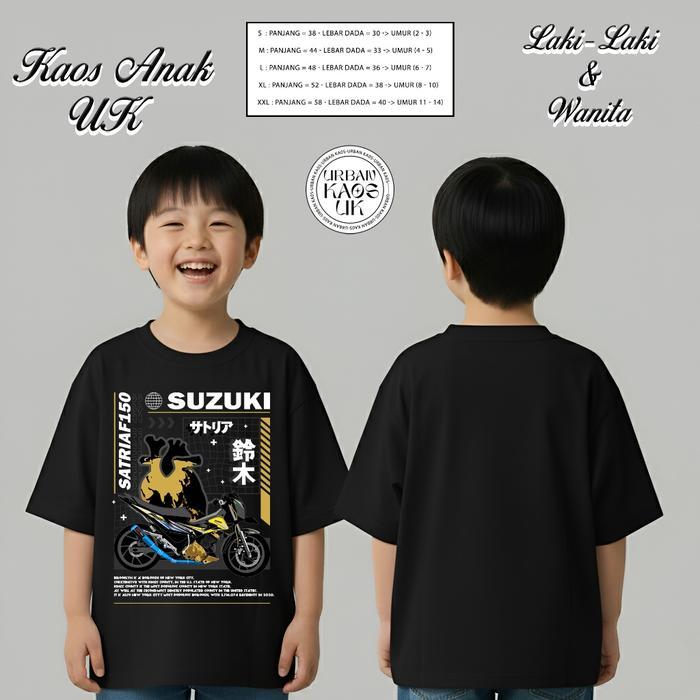 Kaos anak otomotif depan belakang motif motor SATRIA FU 150 0- SAKAZUKI Kaos Baju Distro Anak Laki L