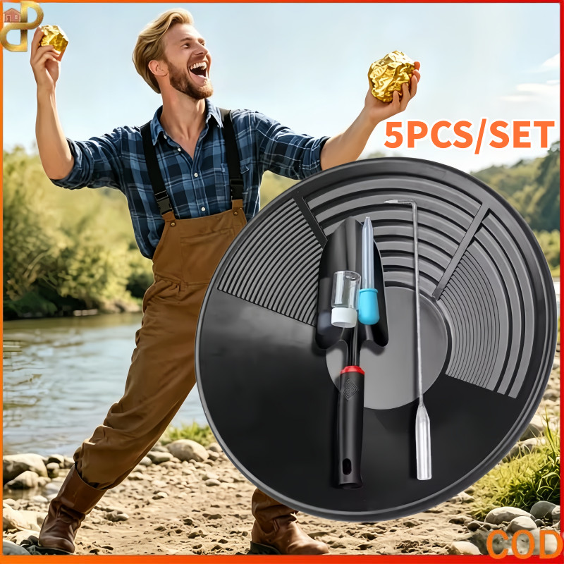 5PCS/SET Gold Panning Pan Alat Gold Mining Alat Dulang Saringan Emas Set Mining Pan Untuk