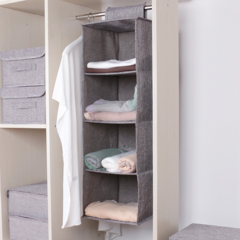 GMZY Rak Gantung Kain Lemari Baju Shelf Closet Wardrobe Storage Box 4 Susun - GM4