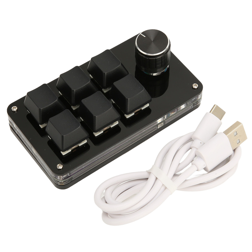 6 Keys Mini Mechanical Keyboard 6 Key Mini Keypad with Knob USB Y Programmable Keyboard OSU Gaming K