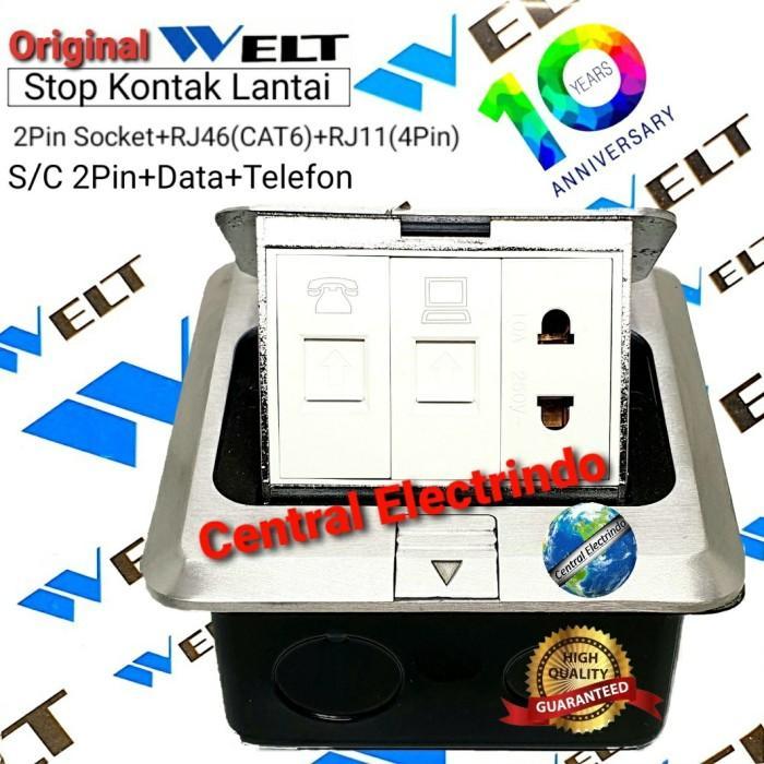 STOP KONTAK LANTAI WELT 2PIN+DATA+TELP.