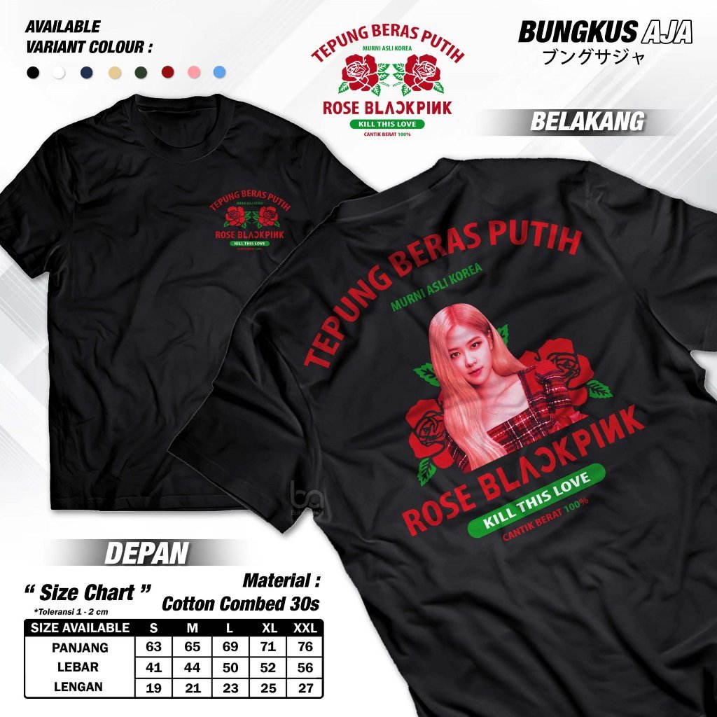 Kaos Plesetan Tepung Beras Rose Brand Rose Blackpink Tshirt Parodi Kata Kata Baju Distro Cotton